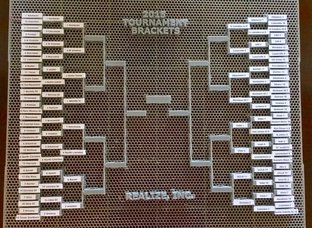The Realize, Inc. 3D Printed College Hoops Bracket - Sweet 16